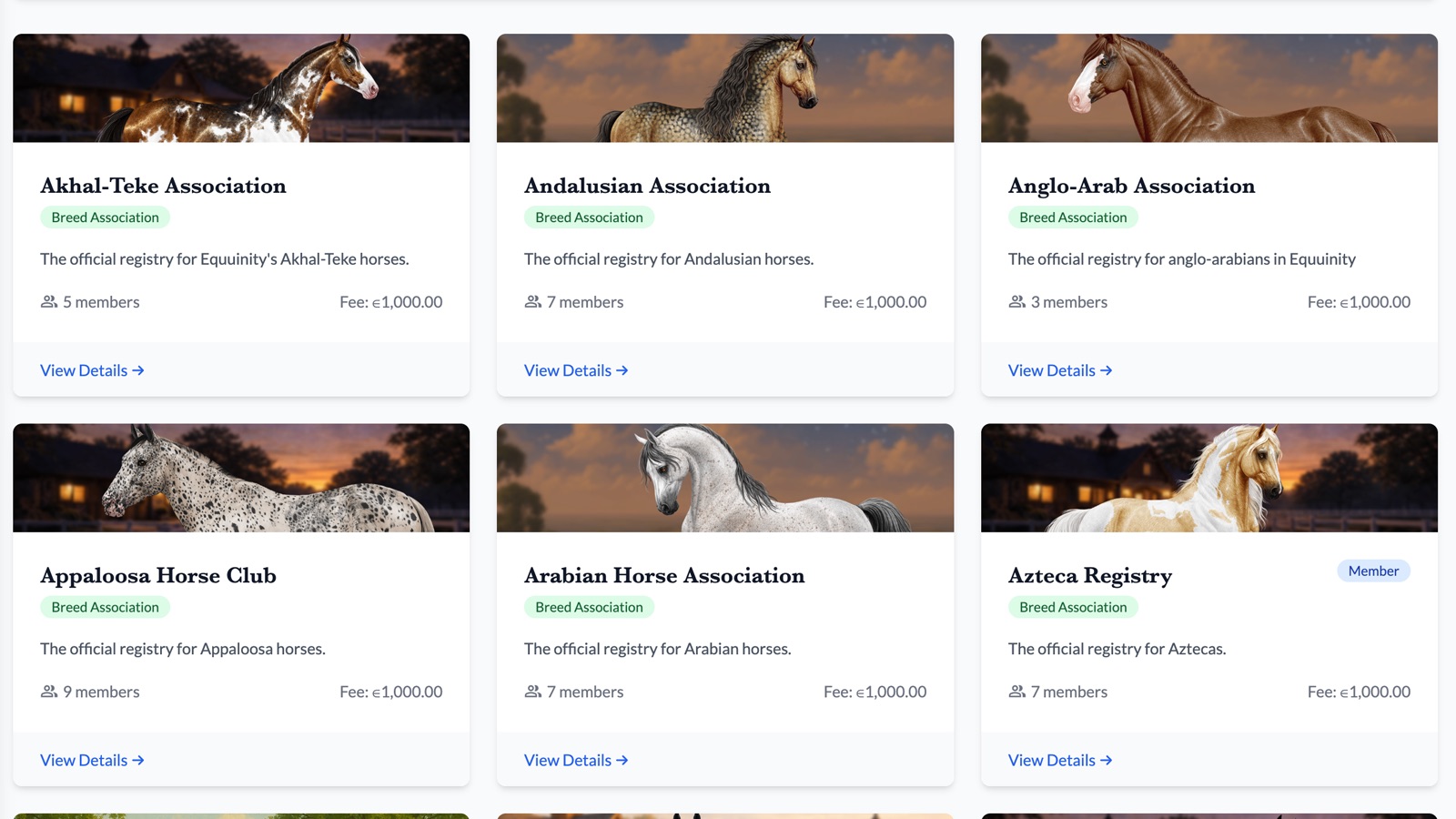 Screenshot: An association page