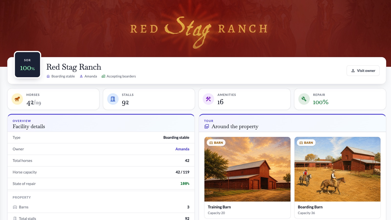 Screenshot: Facilities and amenities