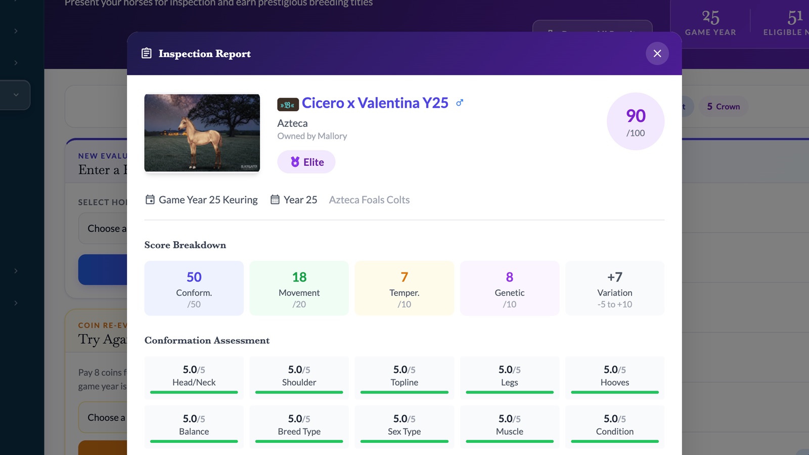 Screenshot: Keuring results